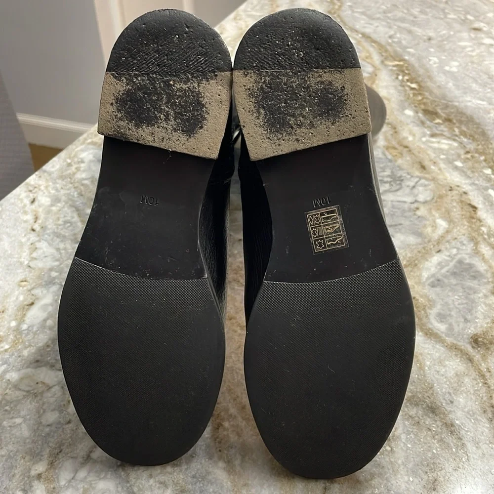 Tory Burch Joanna Riding Boots Pebbled Leather Black Boots Women’s